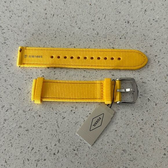 NWT Fossil Yellow Watch Strap Watchband Belt Silver Buckle 18mm - Picture 1 of 8